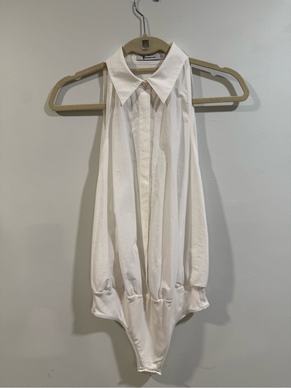 Alexander Wang Off-White Sleeveless Button Bodysuit